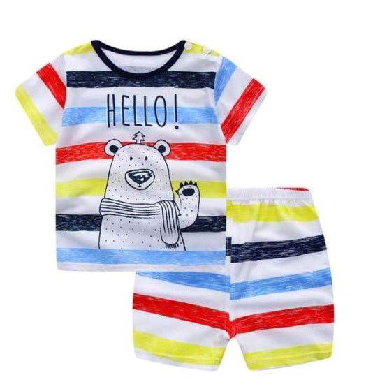 new children's summer short-sleeved cotton suit boy girls small children