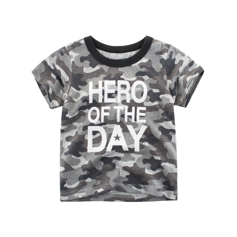 Boys's Summer Short Sleeved Full Print Car Cartoon T Shirt