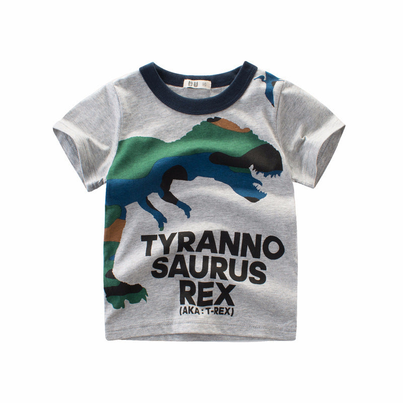 Boys's Summer Short Sleeved Full Print Car Cartoon T Shirt