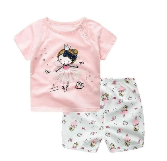new children's summer short-sleeved cotton suit boy girls small children
