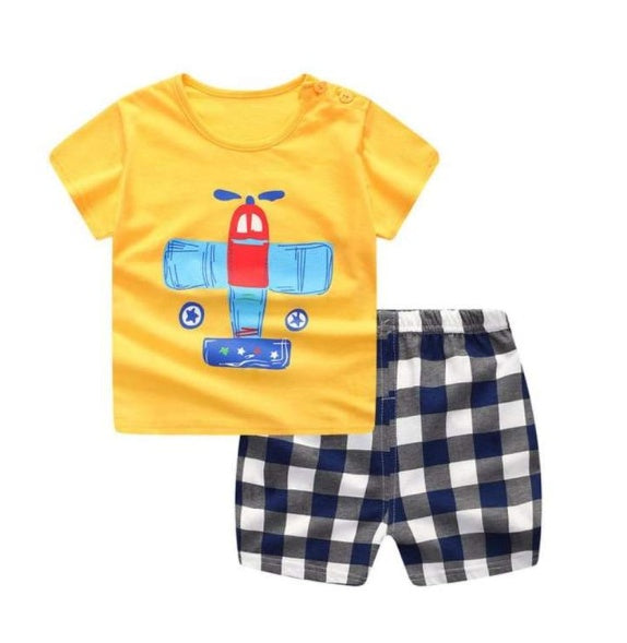 new children's summer short-sleeved cotton suit boy girls small children