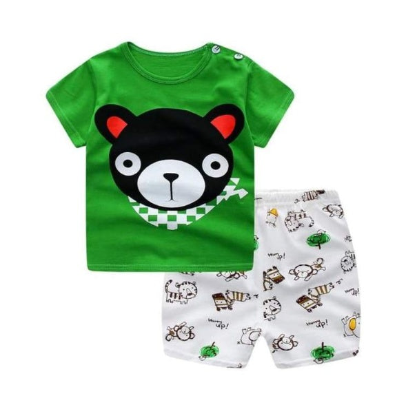 new children's summer short-sleeved cotton suit boy girls small children