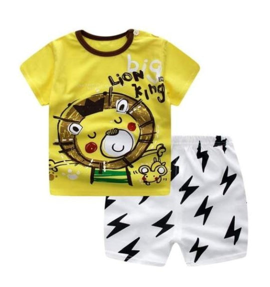 new children's summer short-sleeved cotton suit boy girls small children