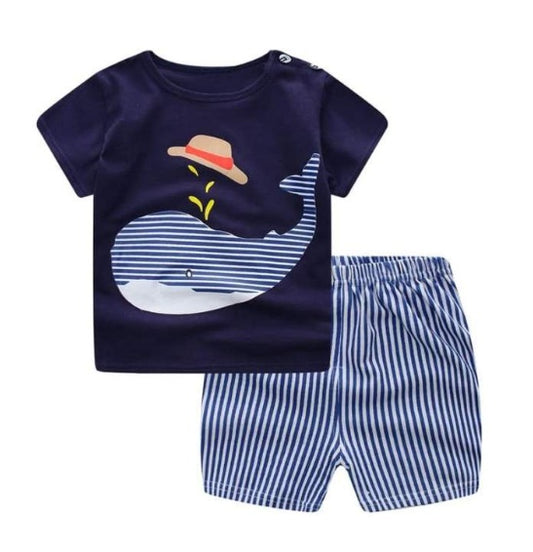new children's summer short-sleeved cotton suit boy girls small children