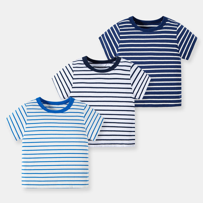 Short-sleeved Striped T-shirt Casual Boy Clothes